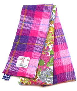 Bright Pink Harris Tweed skinny scarf