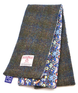 Dark Blue/brown Harris Tweed skinny scarf