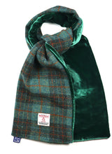 Dark Green Harris Tweed/Velvet Scarf