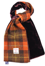 Dark Orange Harris Tweed/Velvet scarf