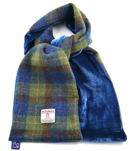 Brown/Blue Harris Tweed/Velvet scarf