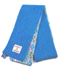 Cobalt Herringbone Strawberry Thief Harris Tweed Skinny Scarf