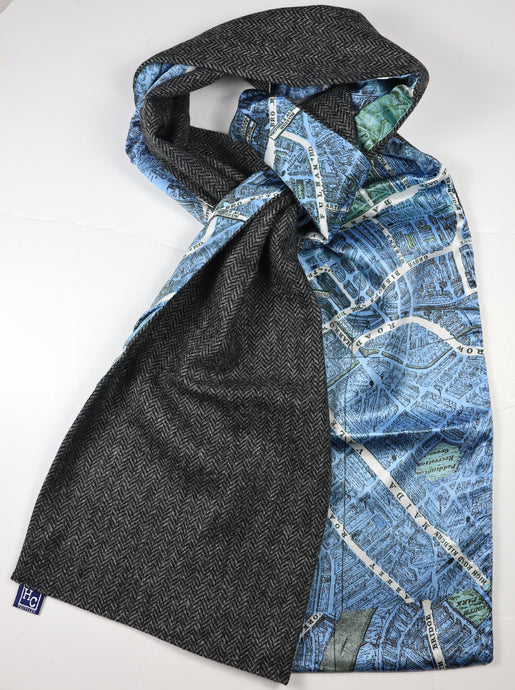 City on Cloth silk/wool scarf - Blue London