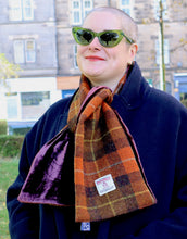 Dark Orange Harris Tweed/Velvet scarf