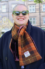 Dark Orange Harris Tweed/Velvet scarf