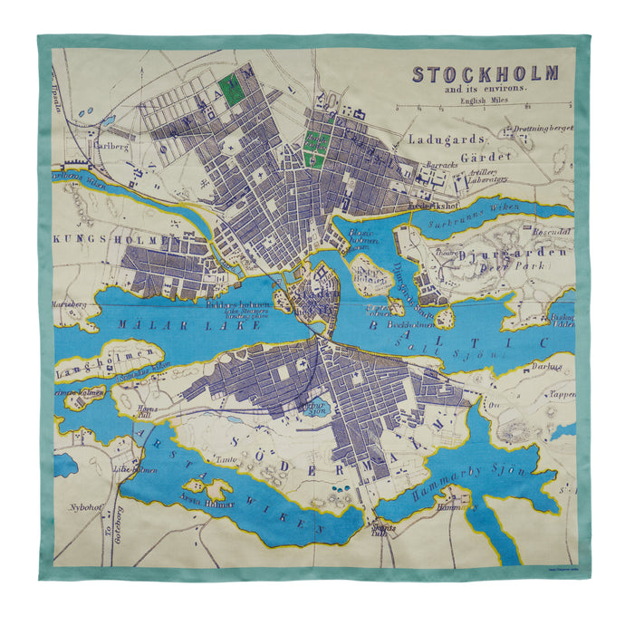 Stockholm City on Cloth Map Scarf